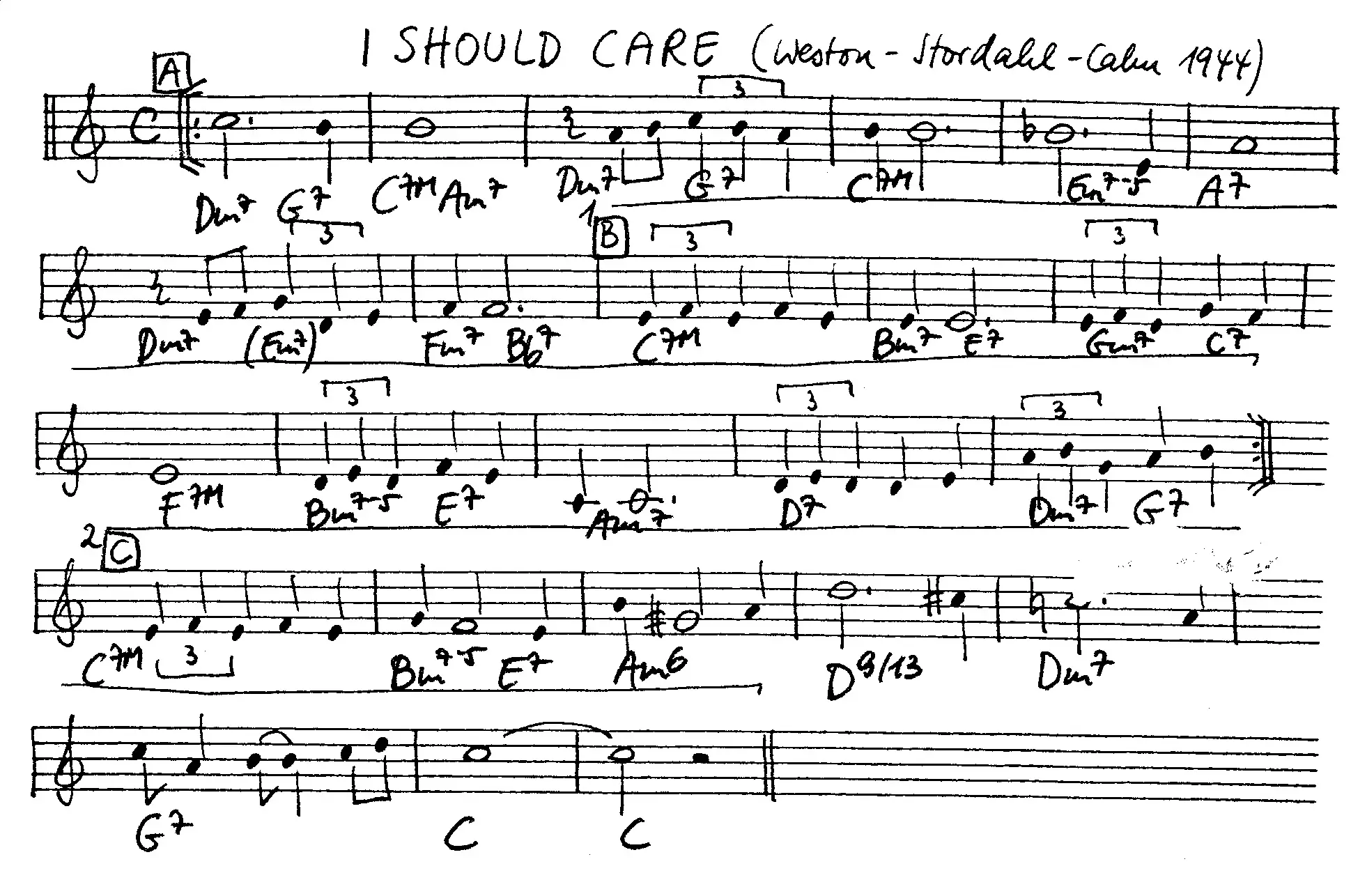 i should care free jazz leadsheet - Courtesy of the Jungle Jazz Band